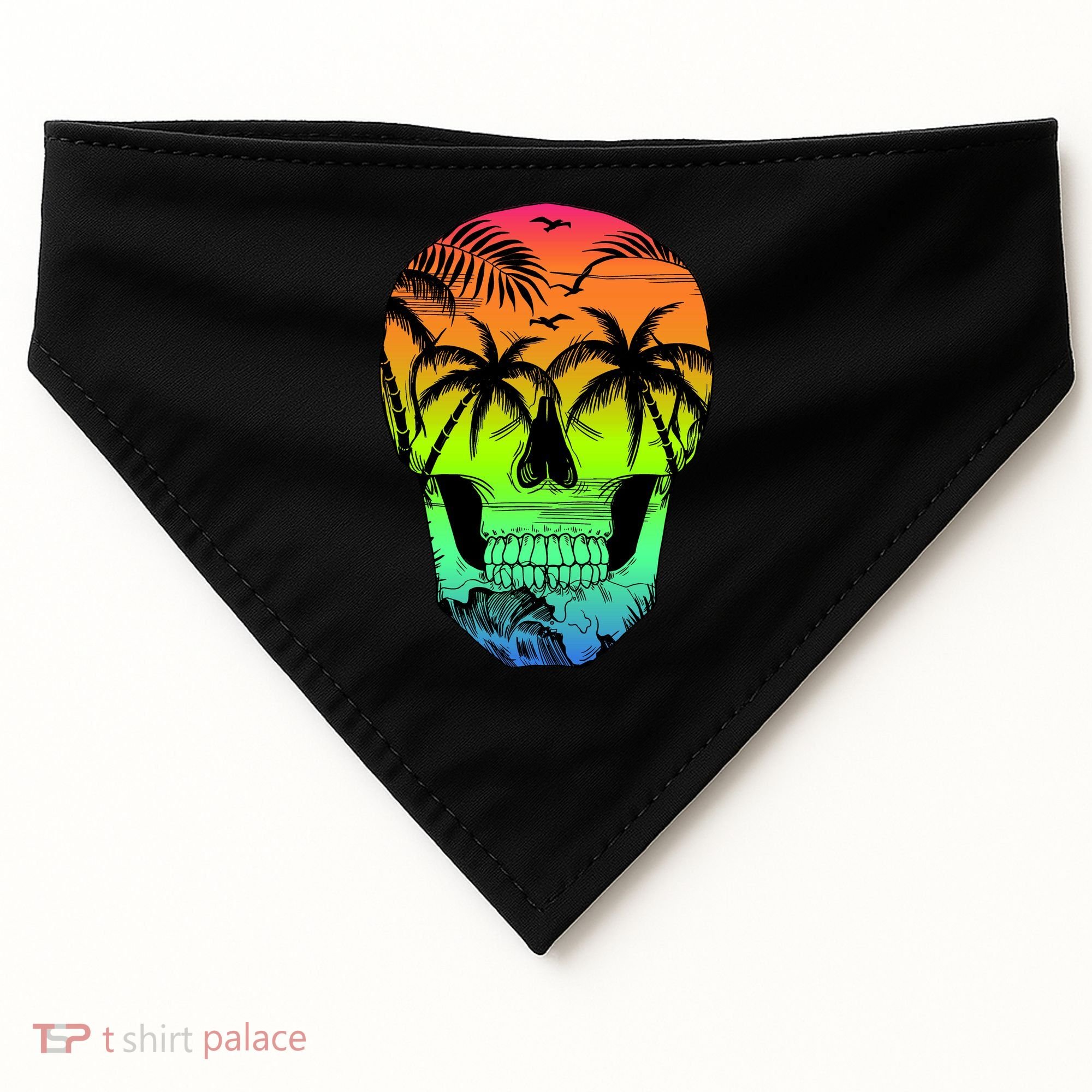 Beach Abstract Skull USA-Made Doggie Bandana