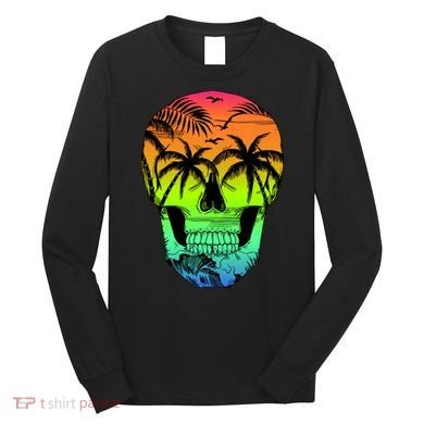 Beach Abstract Skull Long Sleeve Shirt