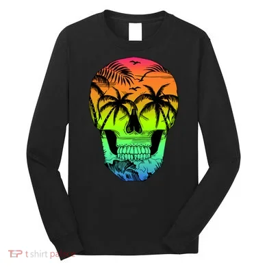 Beach Abstract Skull Long Sleeve Shirt