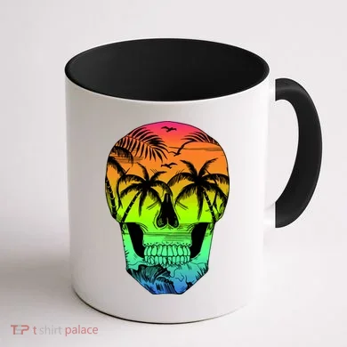 Beach Abstract Skull Coffee Mug back