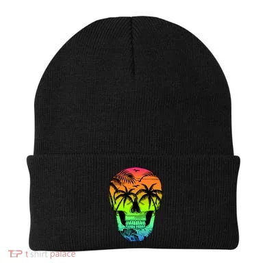 Beach Abstract Skull Beanie