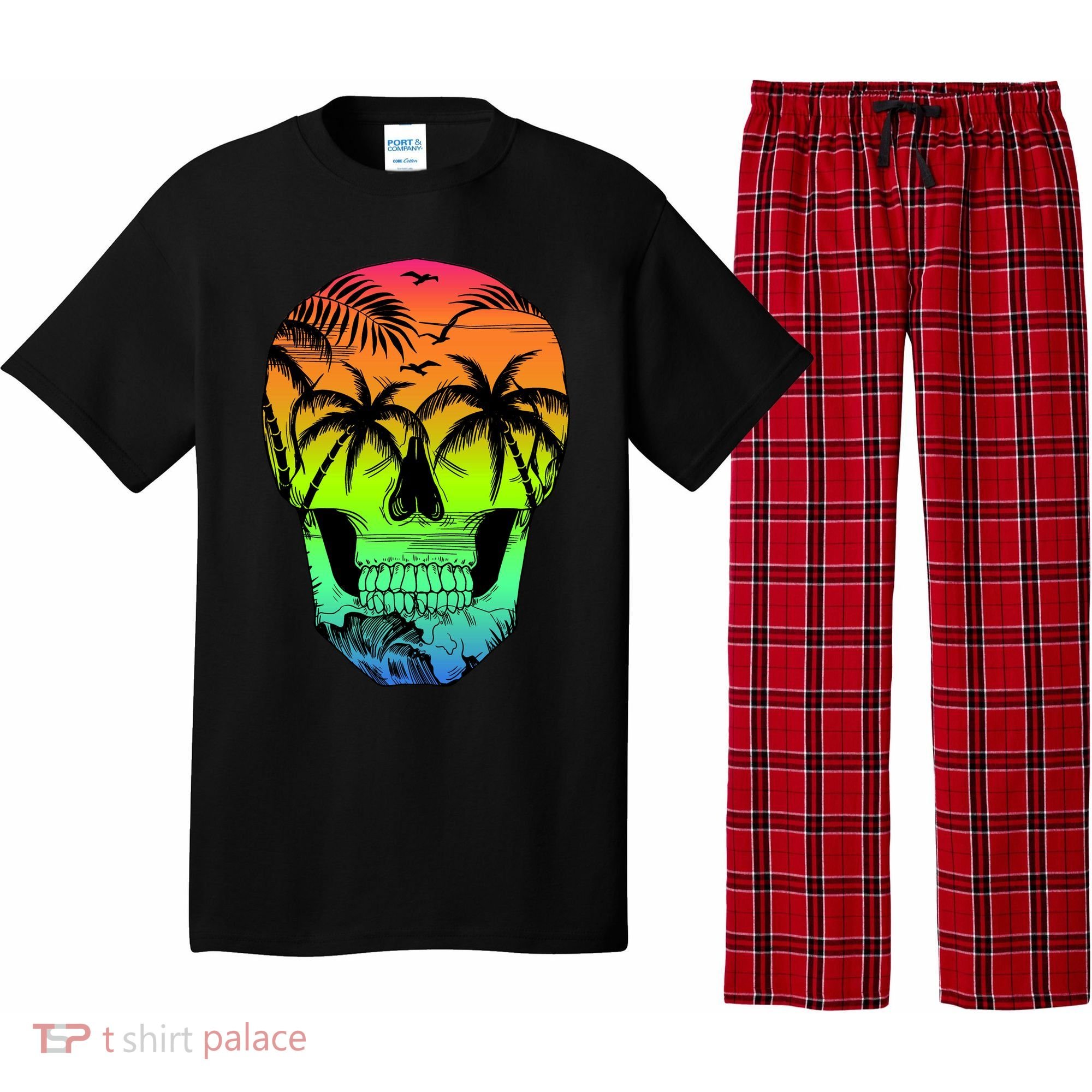 Beach Abstract Skull Pajama Set