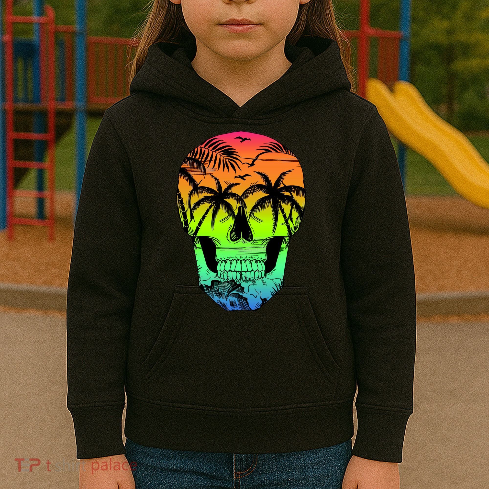 Beach Abstract Skull Kids Hoodie