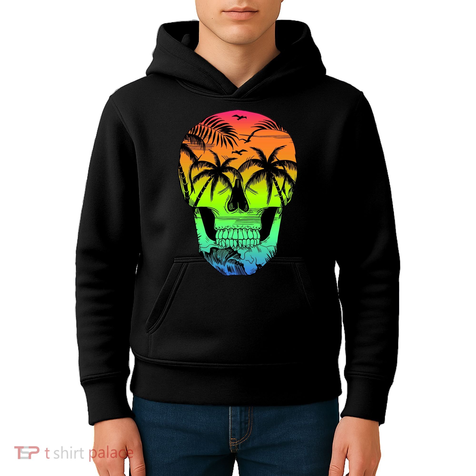 Beach Abstract Skull Kids Hoodie