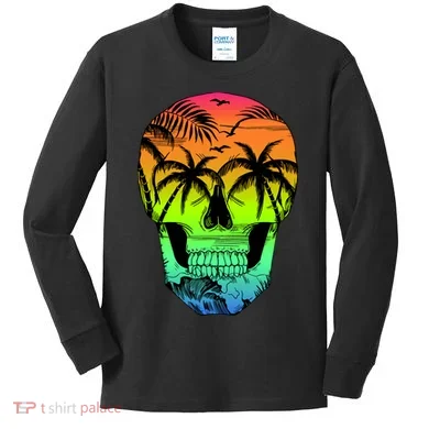 Beach Abstract Skull Kids Long Sleeve Shirt