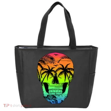 Beach Abstract Skull Tote Bag