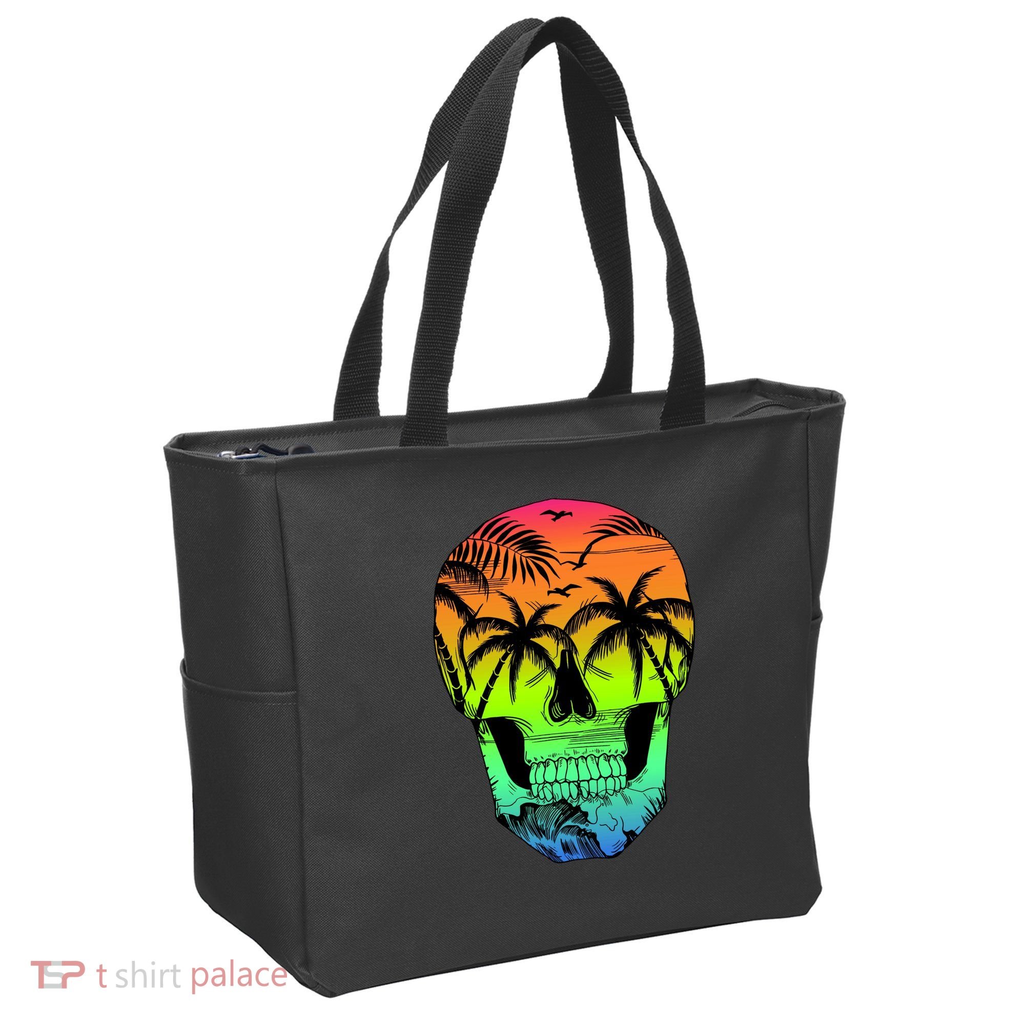 Beach Abstract Skull Tote Bag