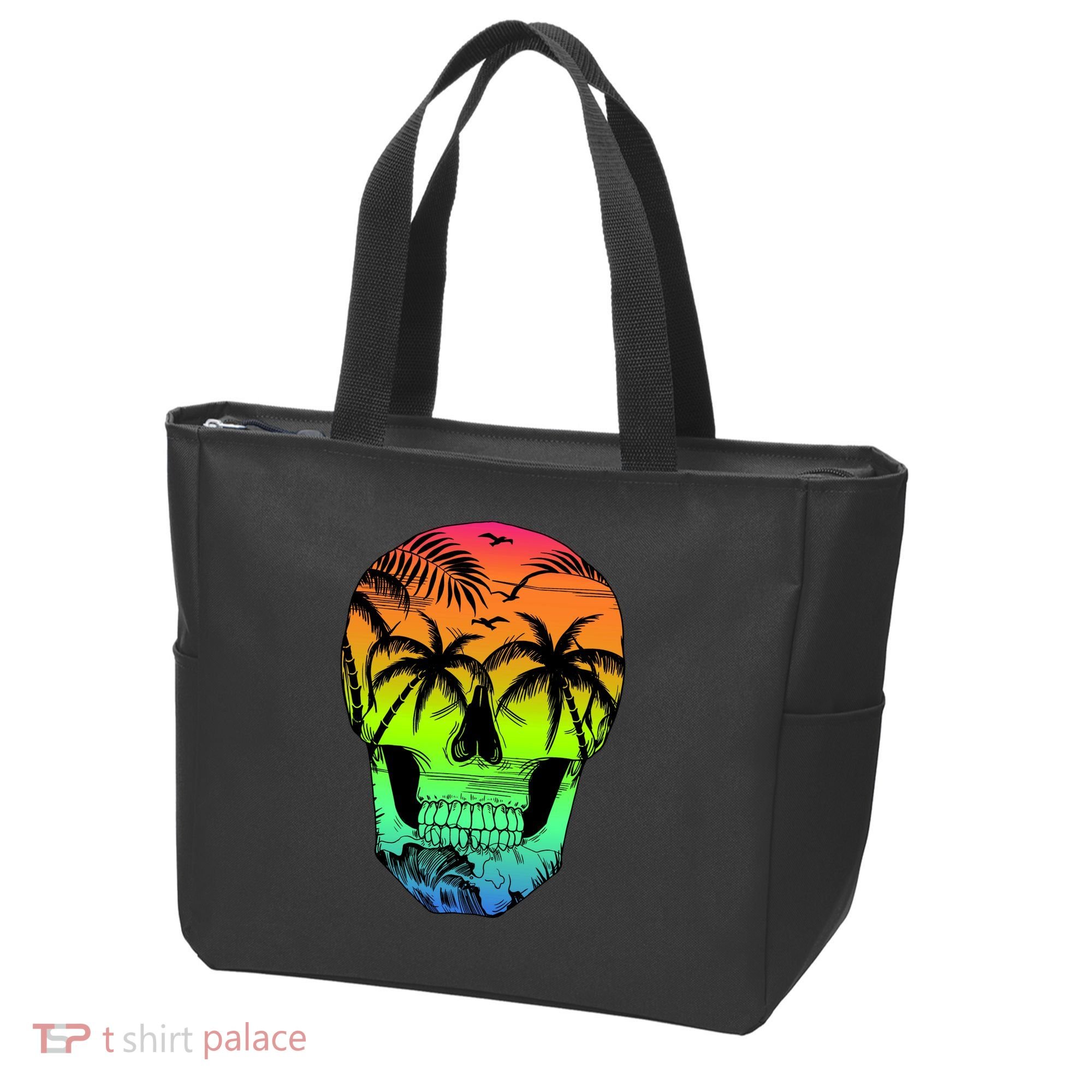 Beach Abstract Skull Tote Bag