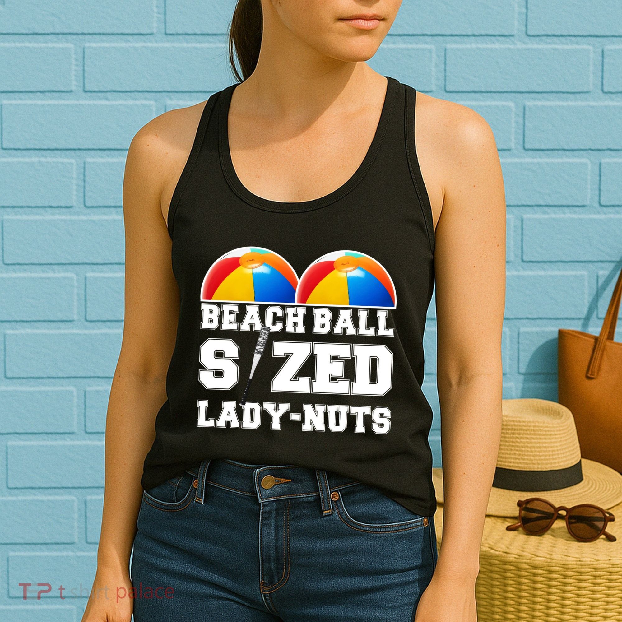 Beach Ball Sized Lady Nuts Lucille Baseball Bat Women's Tank Top