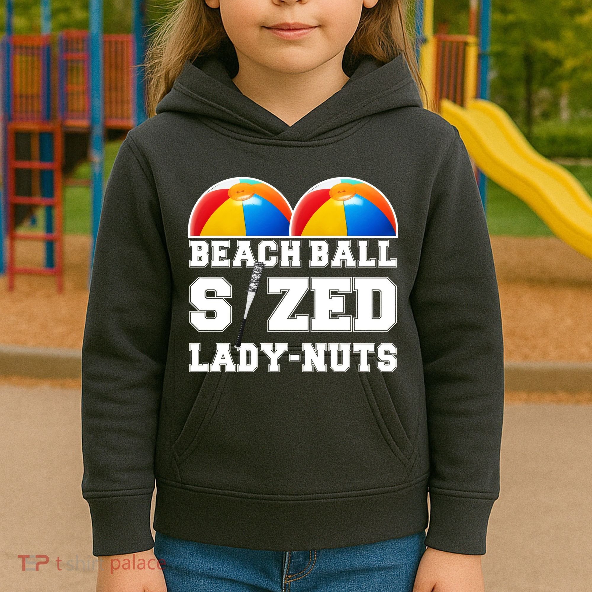 Beach Ball Sized Lady Nuts Lucille Baseball Bat Kids Hoodie