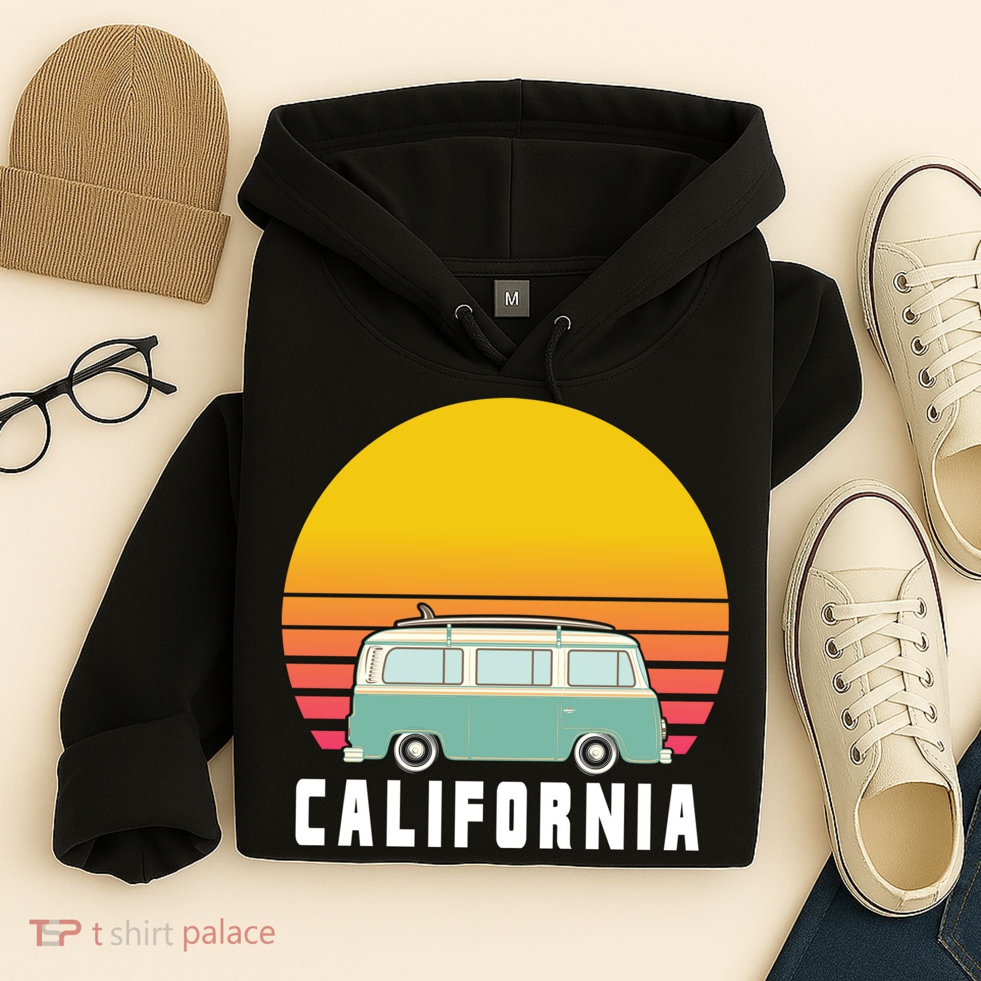 Beach Bum California Hippie Van Hoodie