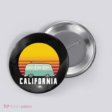 Beach Bum California Hippie Van Button