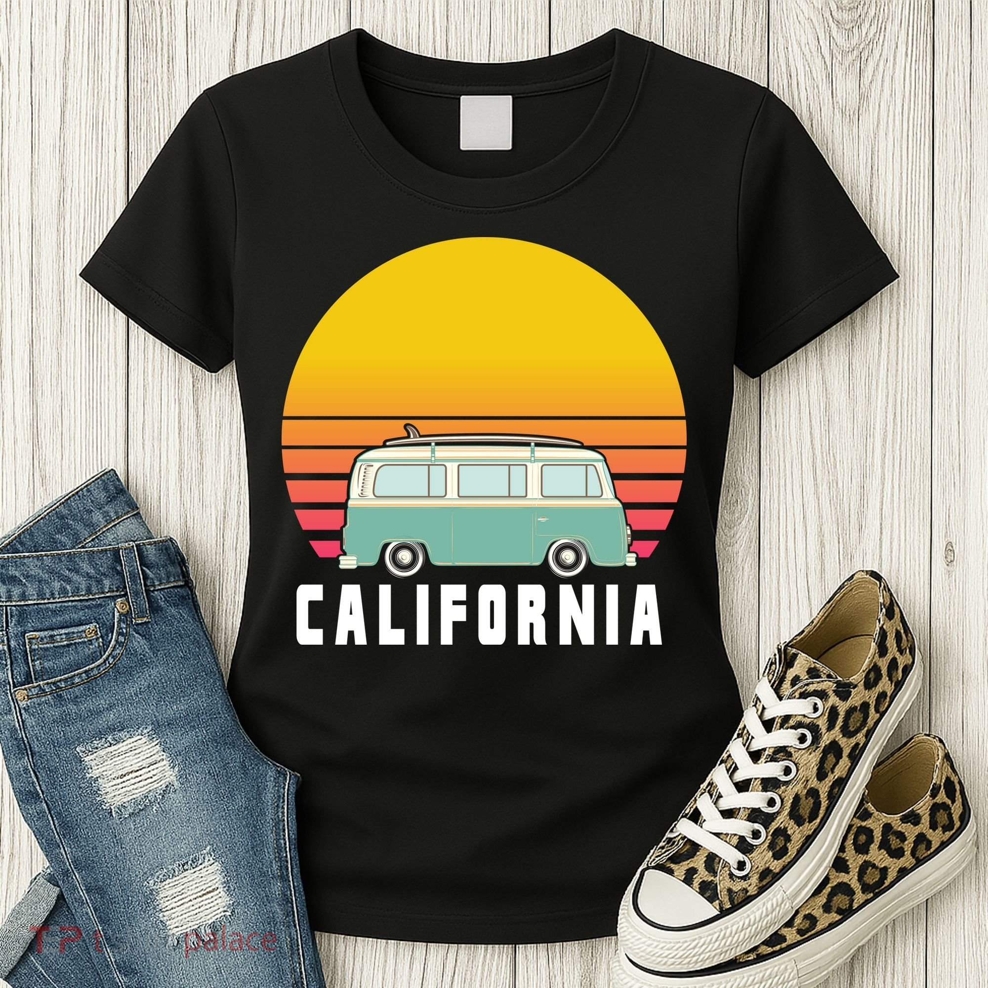 Beach Bum California Hippie Van Women's T-Shirt
