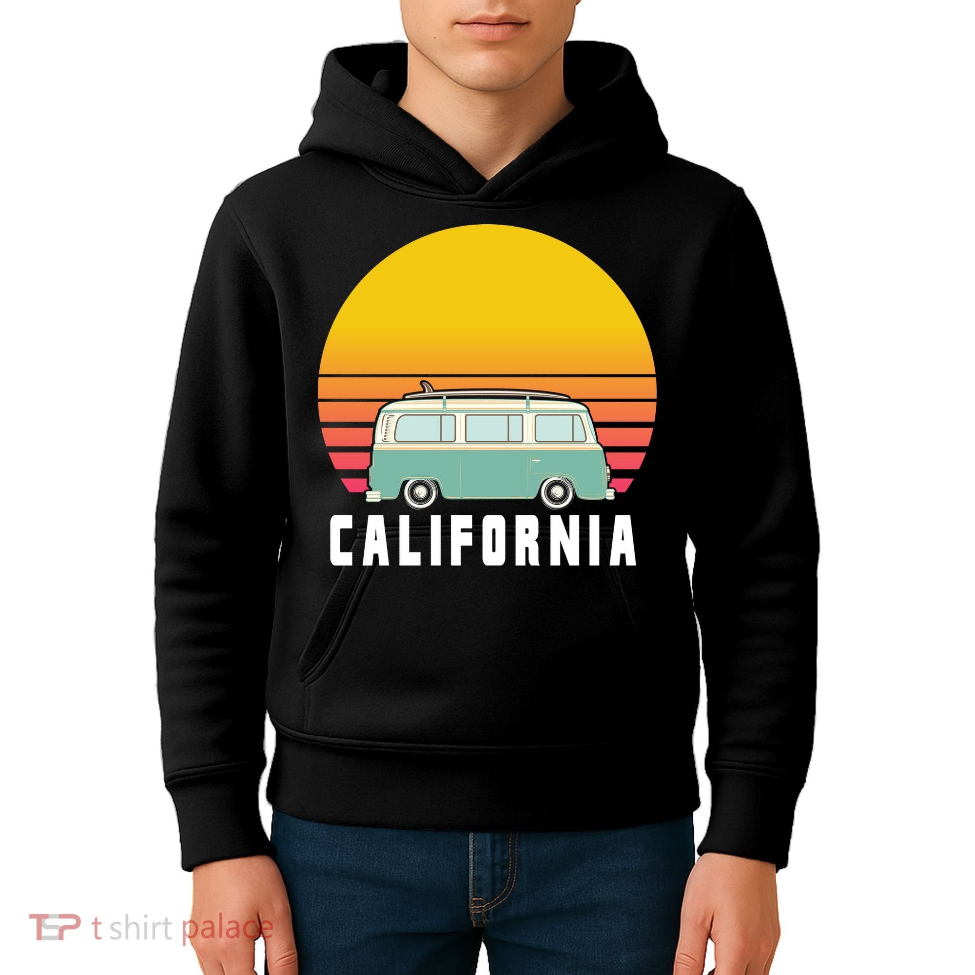 Beach Bum California Hippie Van Kids Hoodie