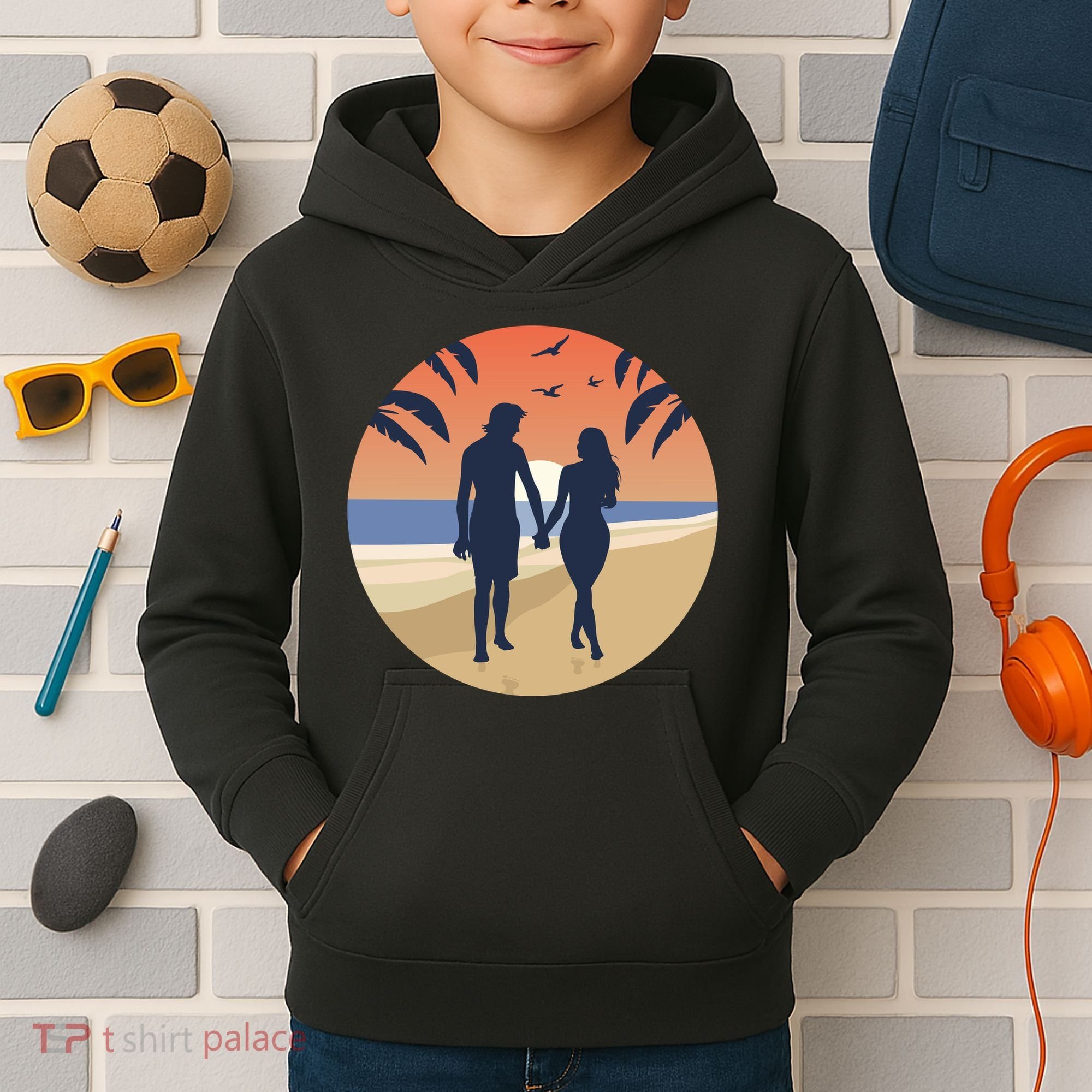 Beach Couple Kids Hoodie