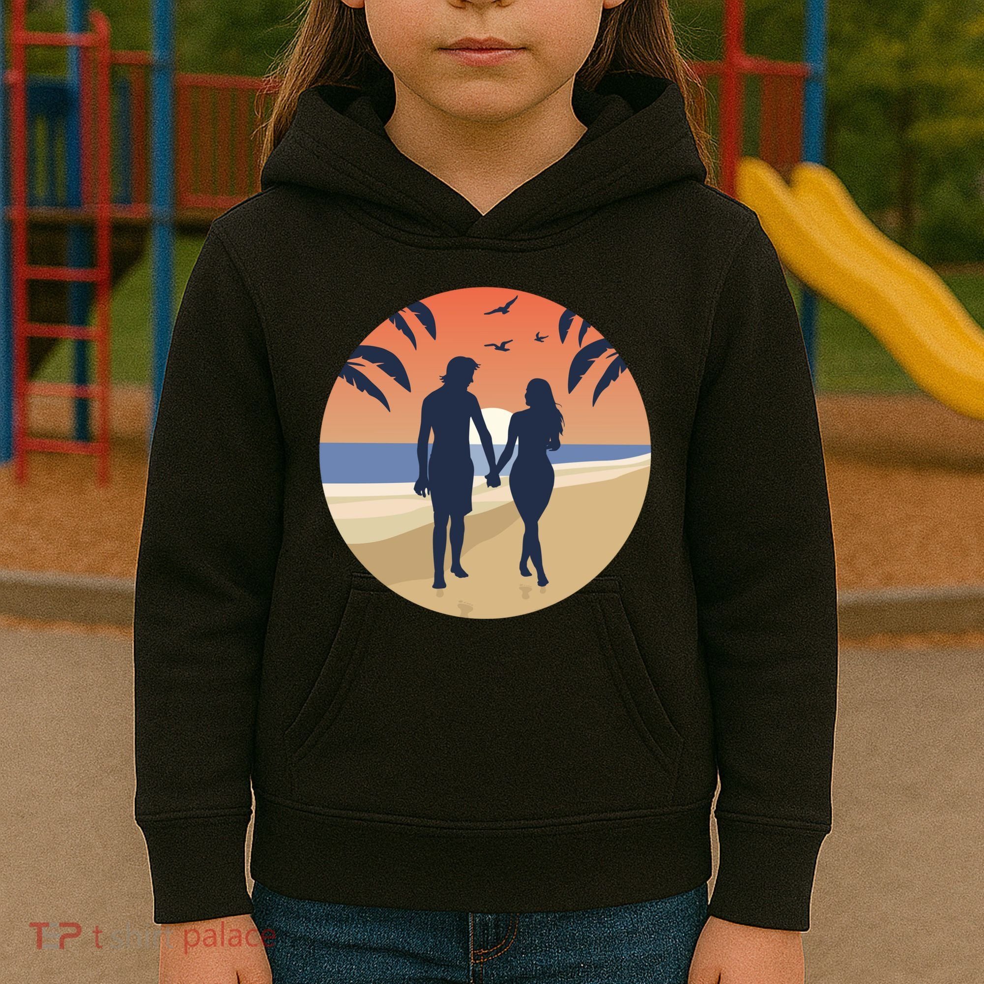 Beach Couple Kids Hoodie