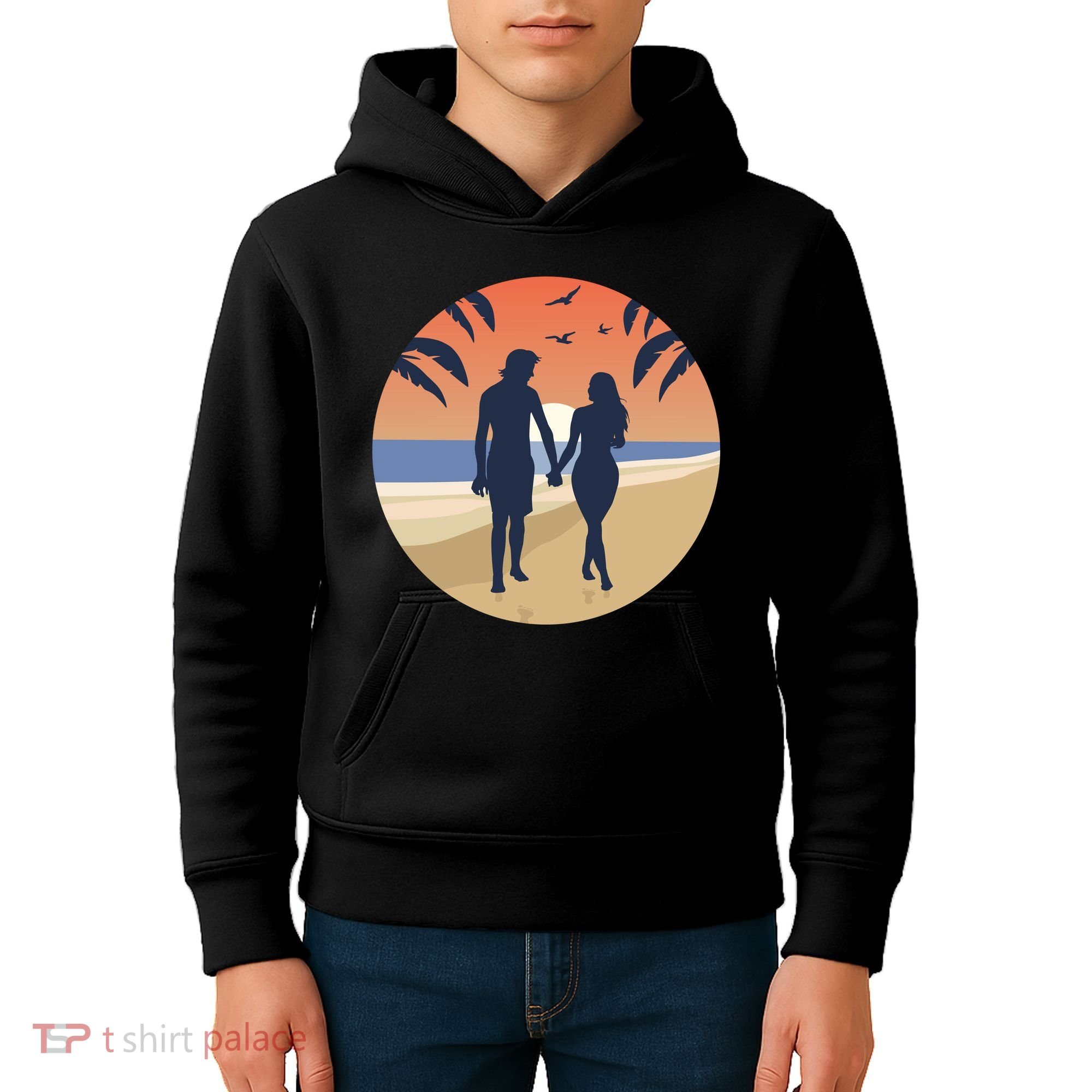 Beach Couple Kids Hoodie