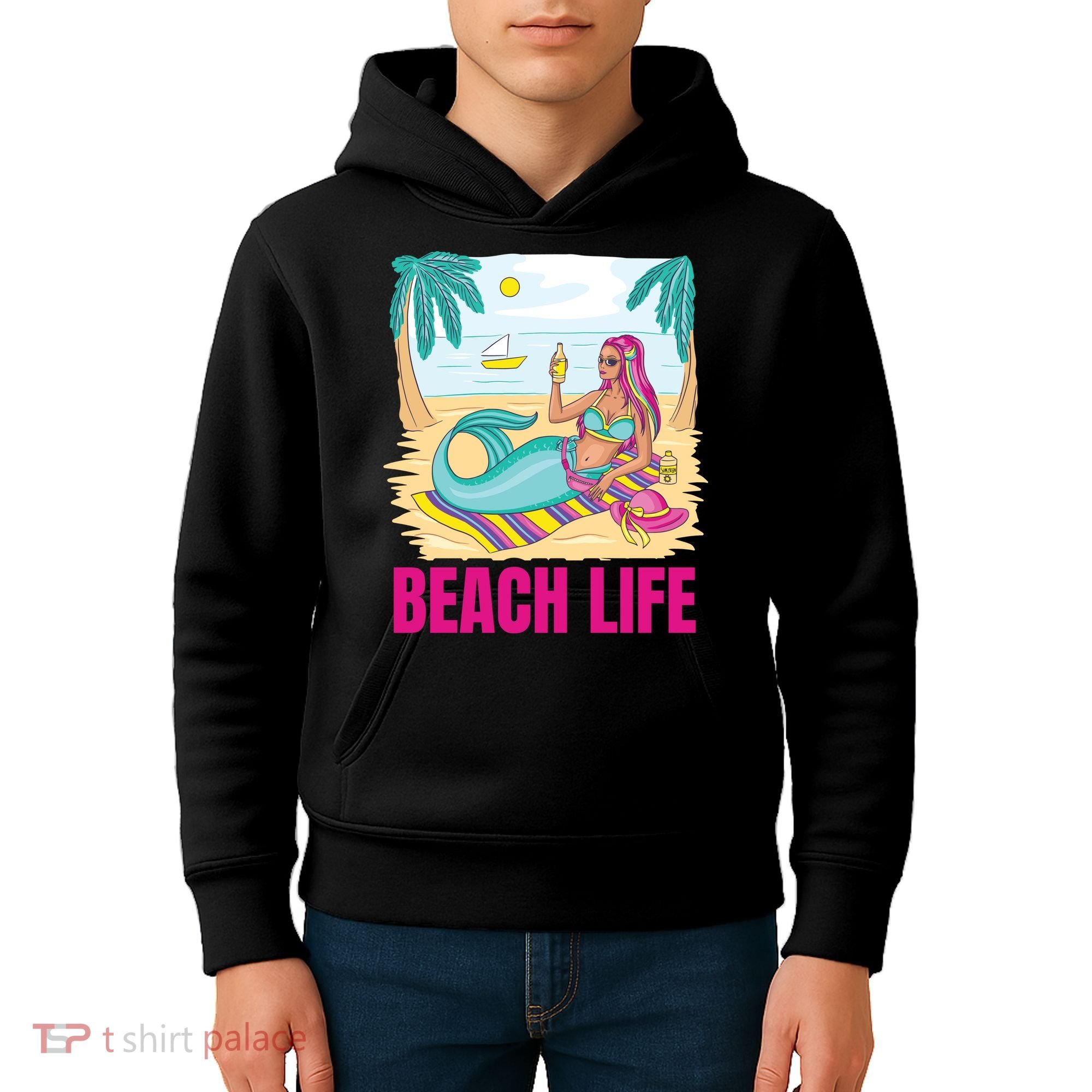 Beach Life Mermaid Kids Hoodie