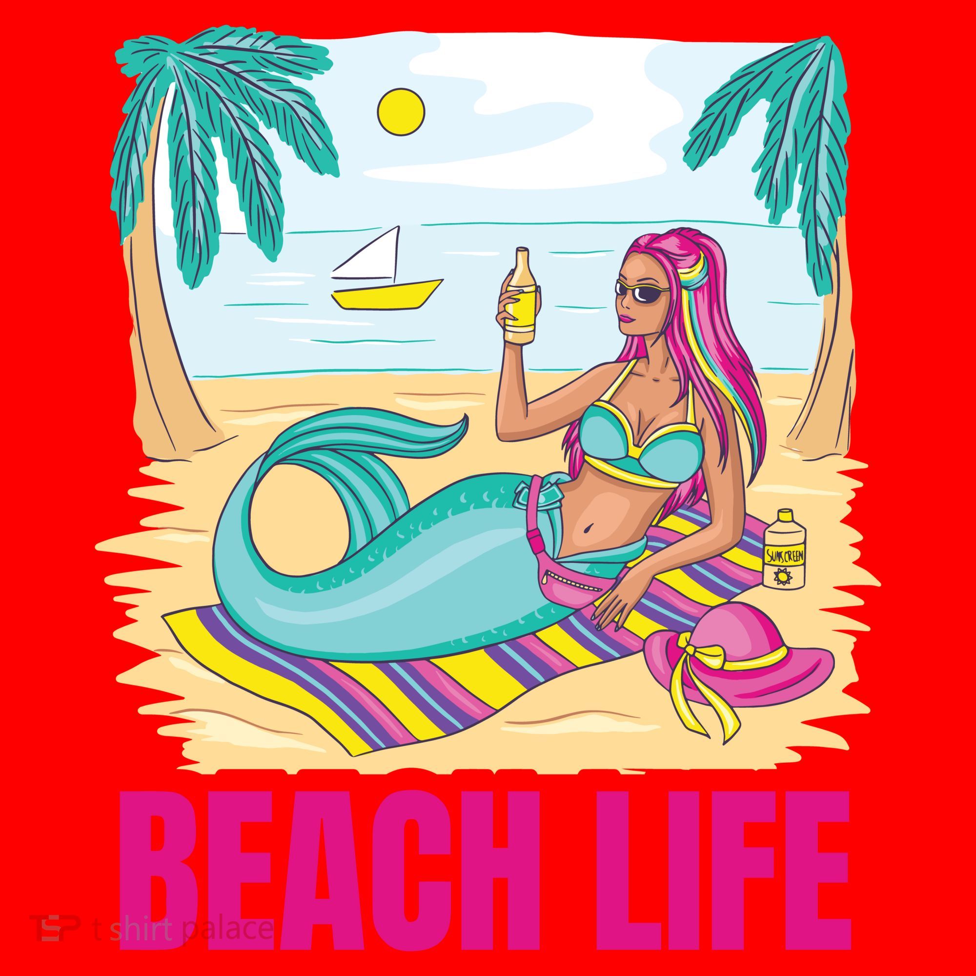 Beach Life Mermaid Santa Hat