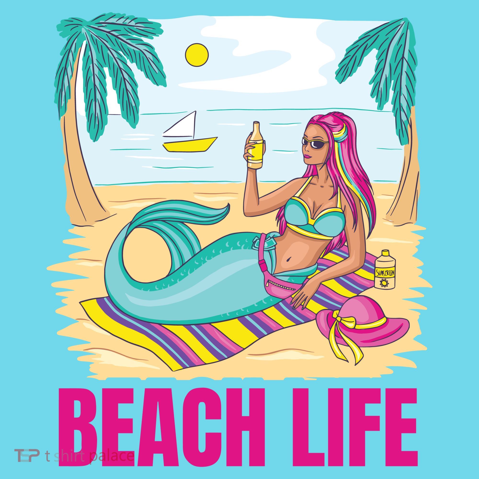 Beach Life Mermaid Kids Long Sleeve Shirt