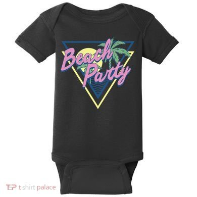 Beach Party Retro Wave Style Baby Bodysuit
