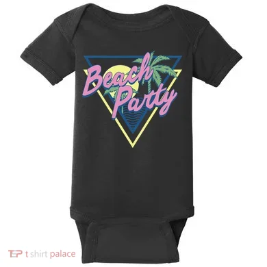 Beach Party Retro Wave Style Baby Bodysuit