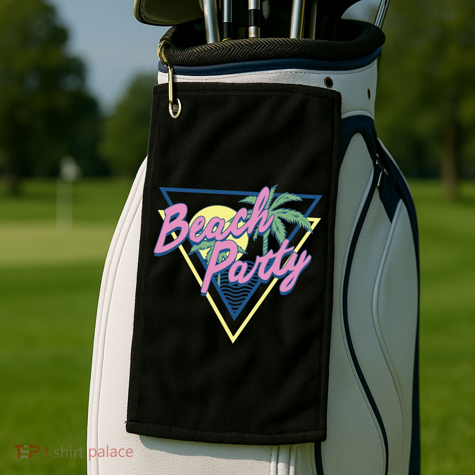Beach Party Retro Wave Style Golf Towel