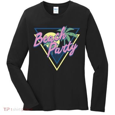 Beach Party Retro Wave Style Women's Long Sleeve Shirt