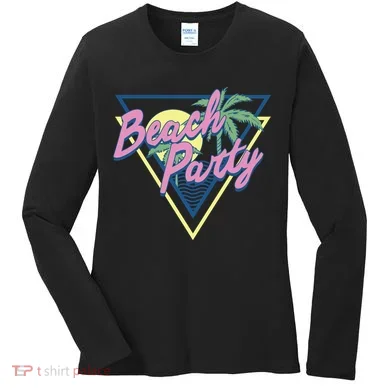 Beach Party Retro Wave Style Women's Long Sleeve Shirt
