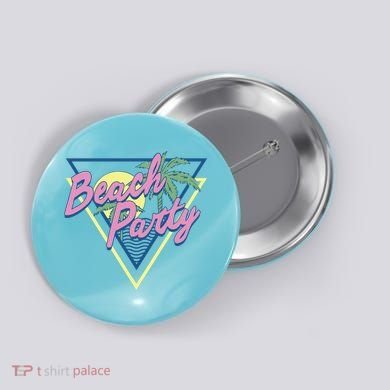 Beach Party Retro Wave Style Button