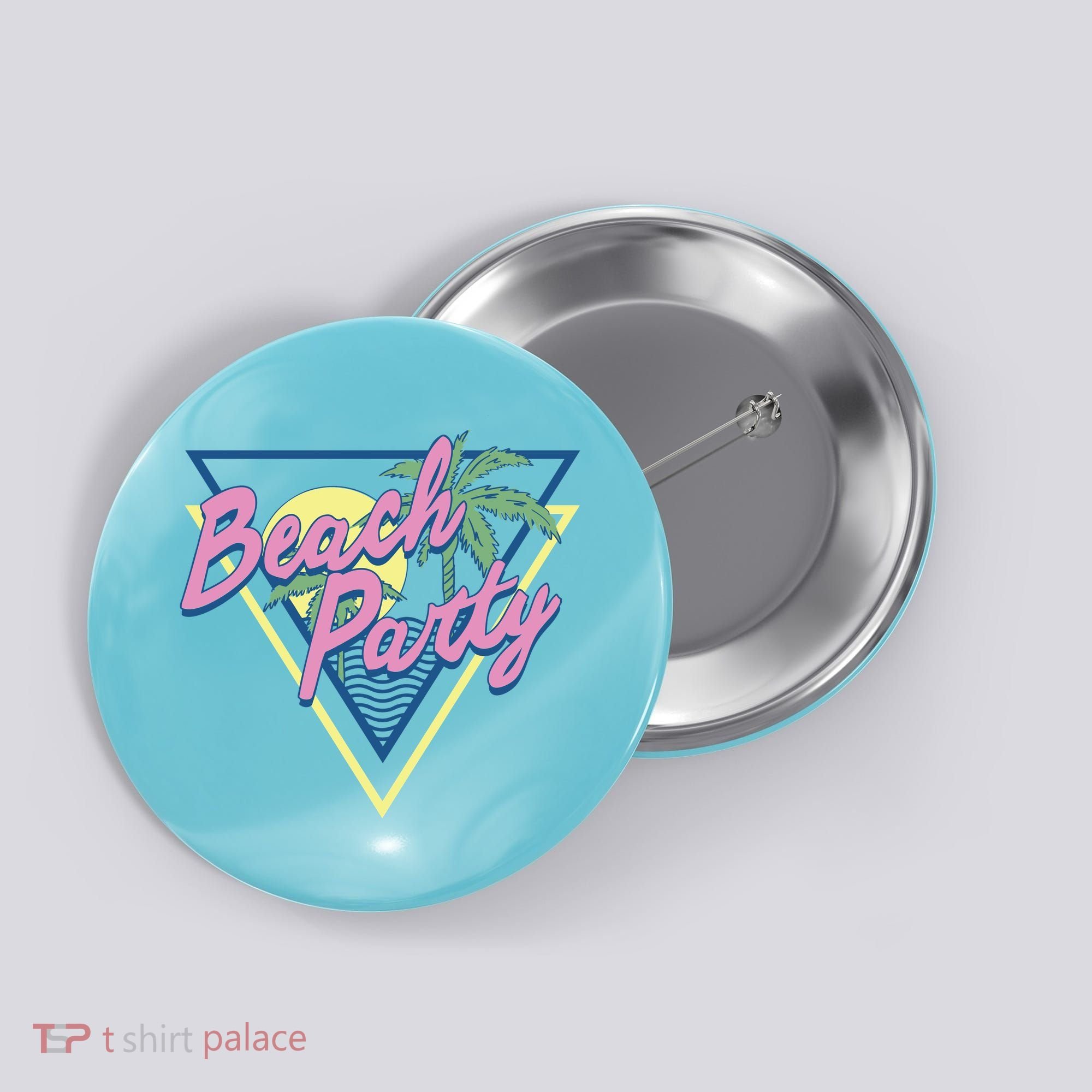 Beach Party Retro Wave Style Button