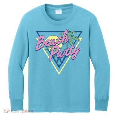 Beach Party Retro Wave Style Kids Long Sleeve Shirt