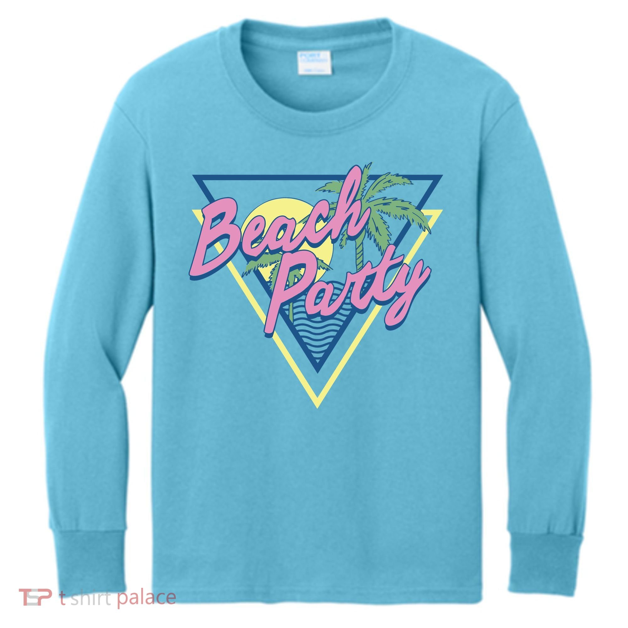 Beach Party Retro Wave Style Kids Long Sleeve Shirt