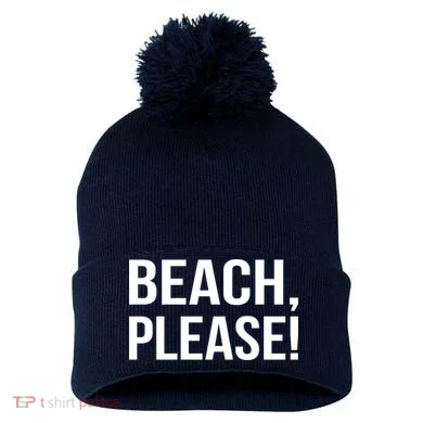 Beach Please Pom Pom 12in Knit Beanie