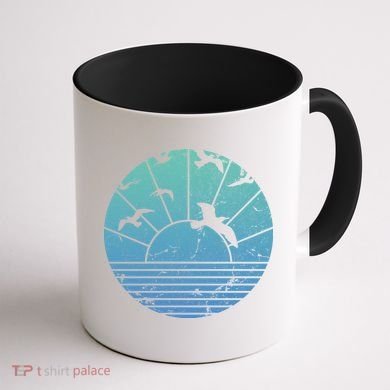 Beach Sunset Seagulls  Coffee Mug back