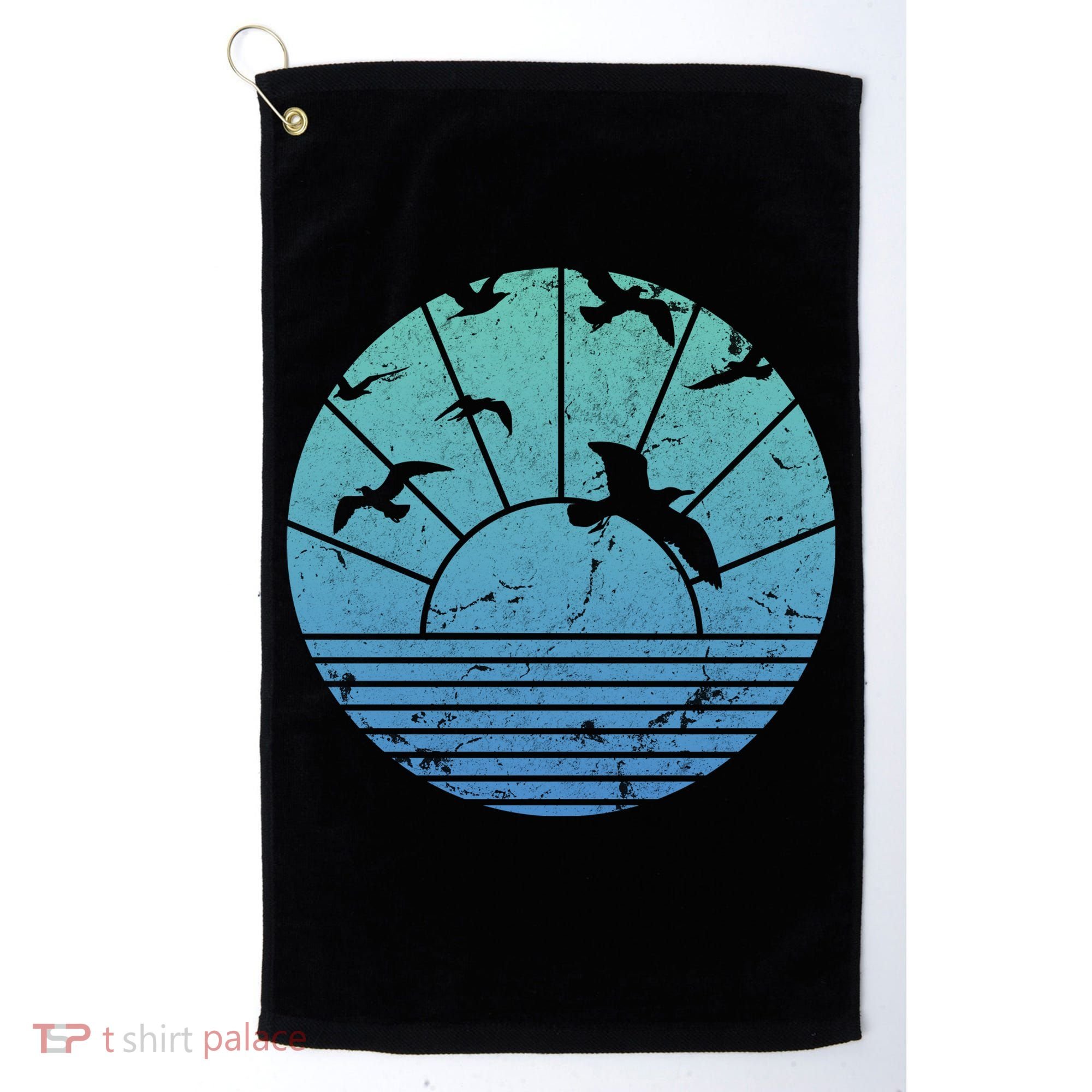 Beach Sunset Seagulls  Golf Towel