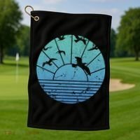 Beach Sunset Seagulls  Golf Towel thumb 1