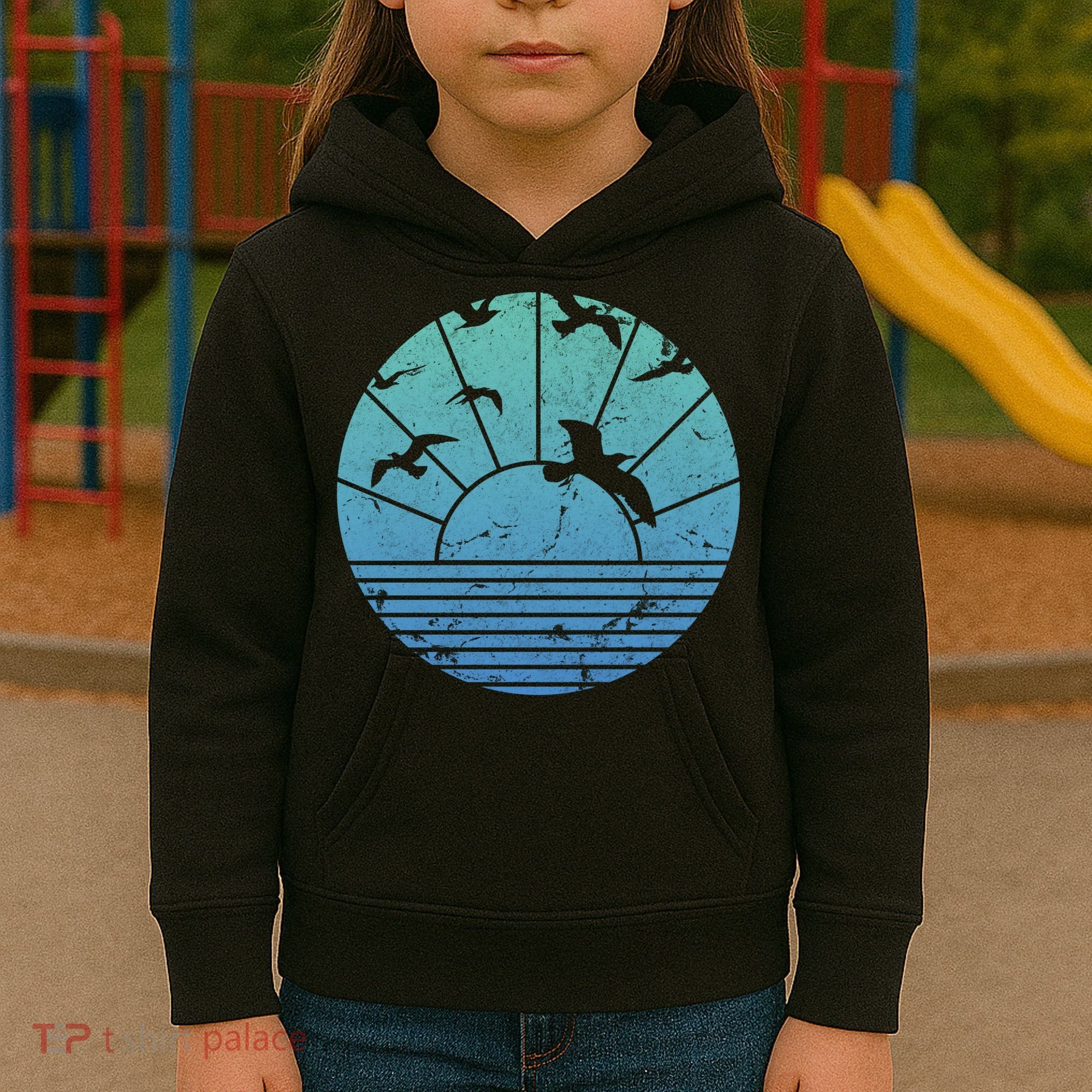 Beach Sunset Seagulls  Kids Hoodie