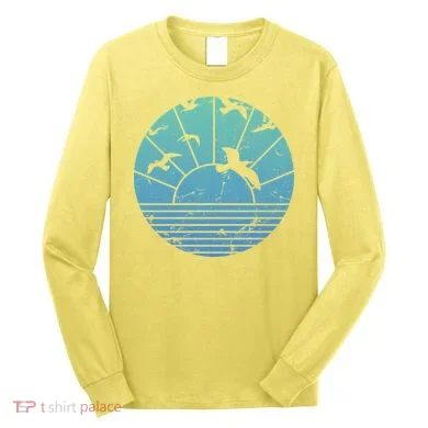 Beach Sunset Seagulls Long Sleeve Shirt