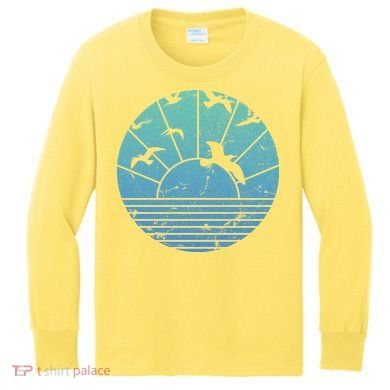 Beach Sunset Seagulls  Kids Long Sleeve Shirt
