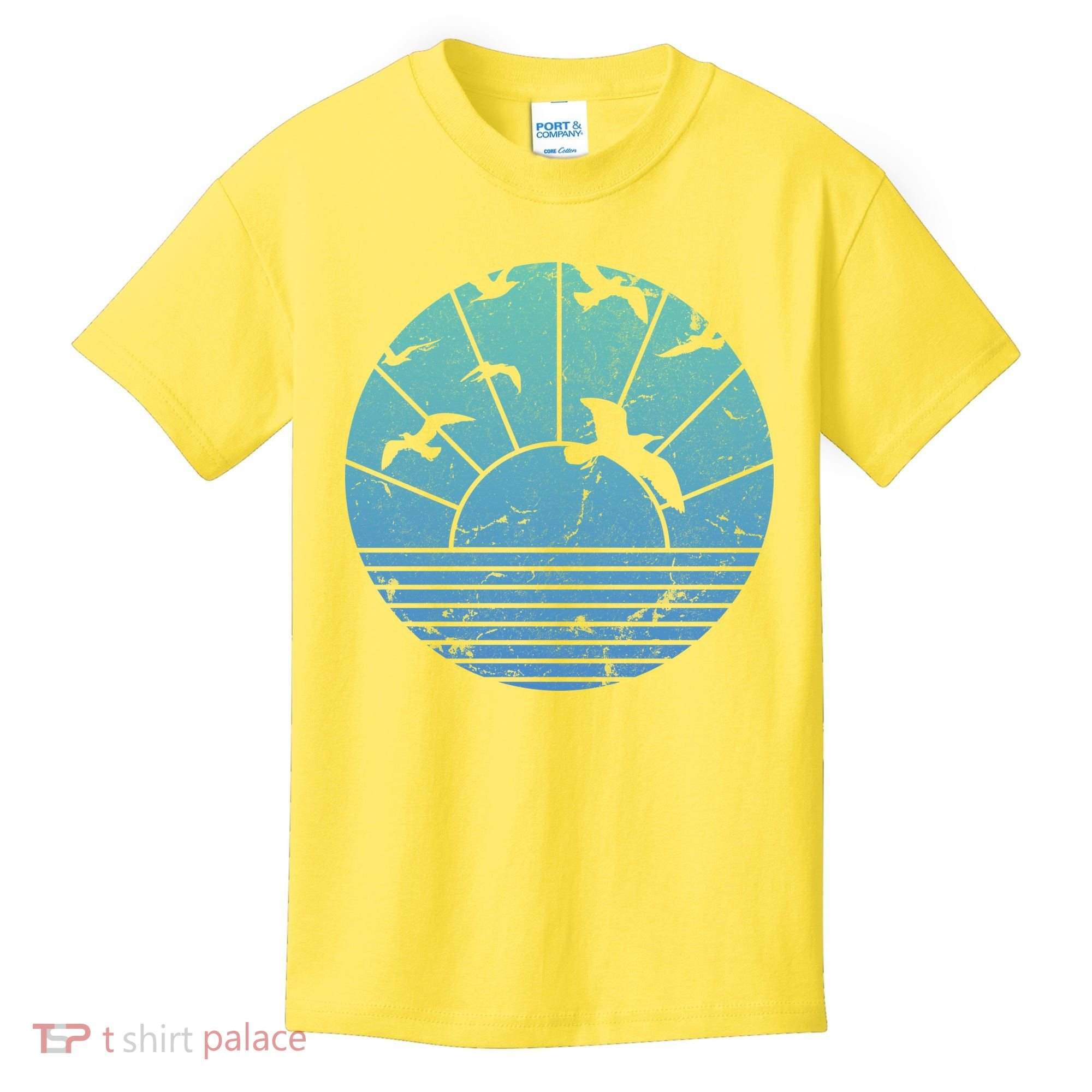 Beach Sunset Seagulls  Kids T-Shirt