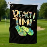 Beach Time Flip Flops Summer Fun Golf Towel thumb 1