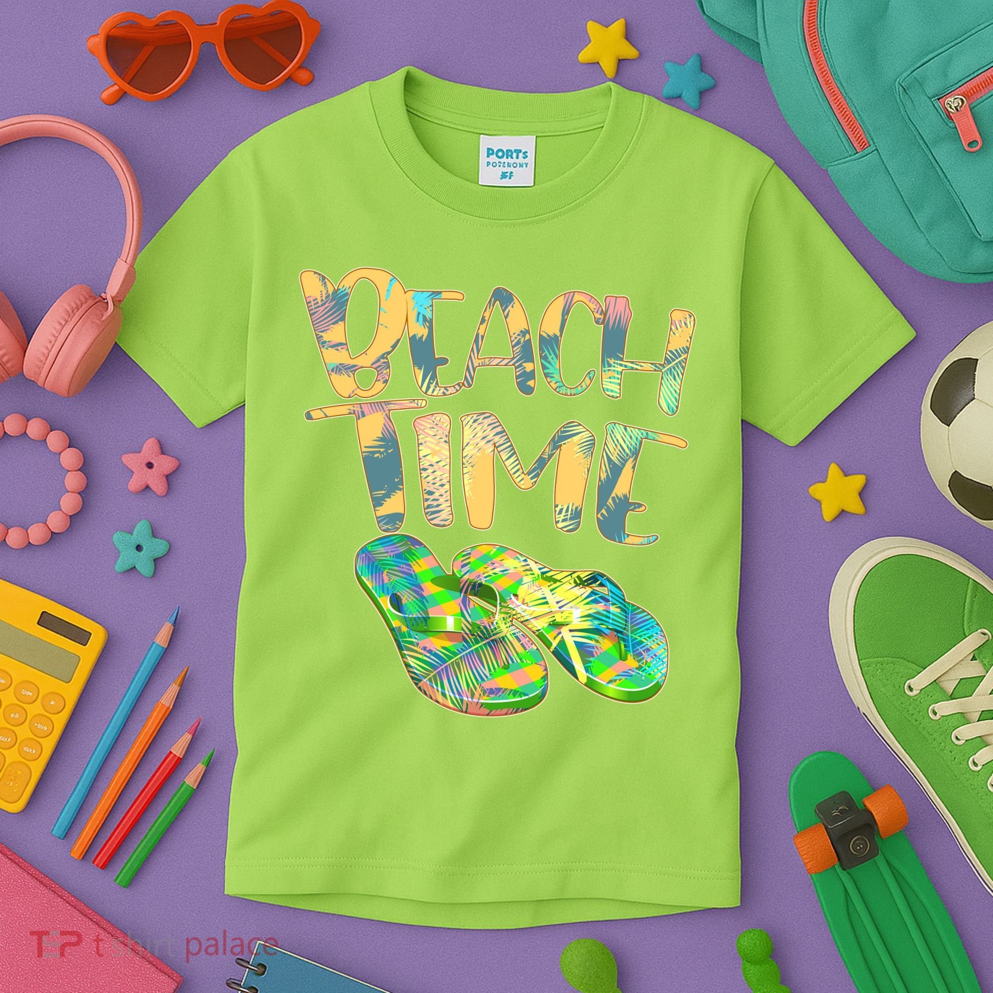 Beach Time Flip Flops Summer Fun Kids T-Shirt