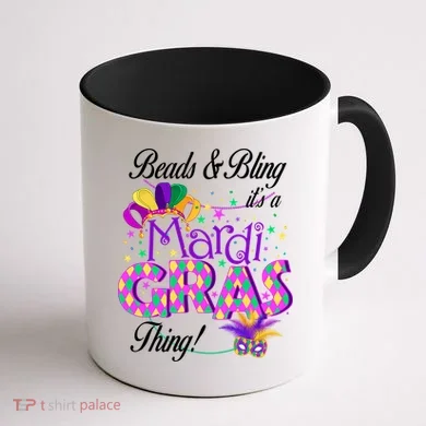 Beads & Bling It's A Mardi Gras Thing Coffee Mug back