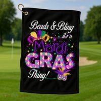 Beads & Bling It's A Mardi Gras Thing Golf Towel thumb 1
