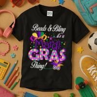 Beads & Bling It's A Mardi Gras Thing Kids T-Shirt thumb 3