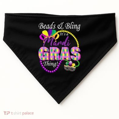 Beads and Bling it's a Mardi Gras Thing USA-Made Doggie Bandana