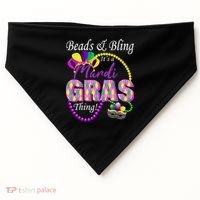 Beads and Bling it's a Mardi Gras Thing USA-Made Doggie Bandana thumb 0