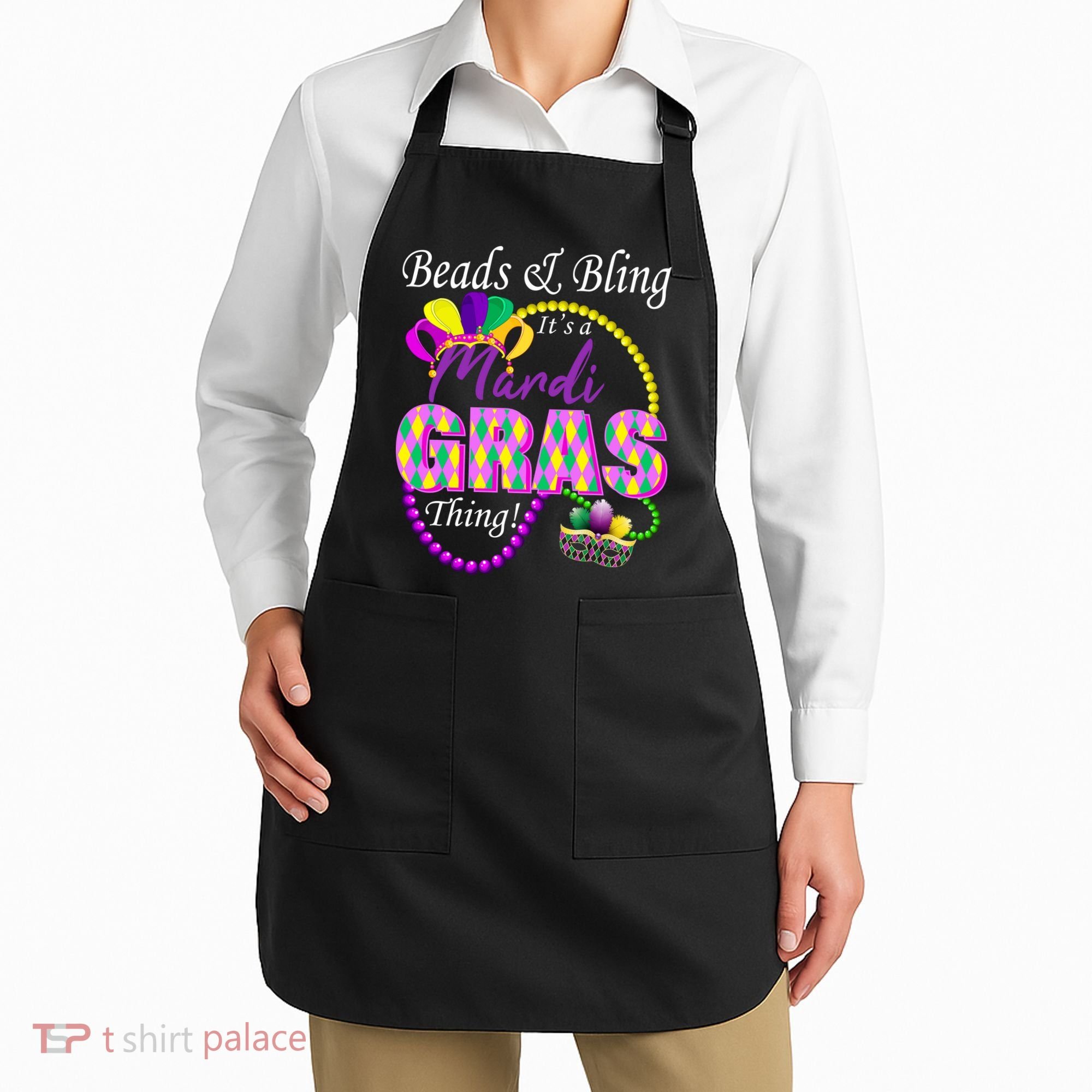Beads and Bling it's a Mardi Gras Thing Apron