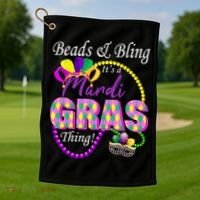 Beads and Bling it's a Mardi Gras Thing Golf Towel thumb 1